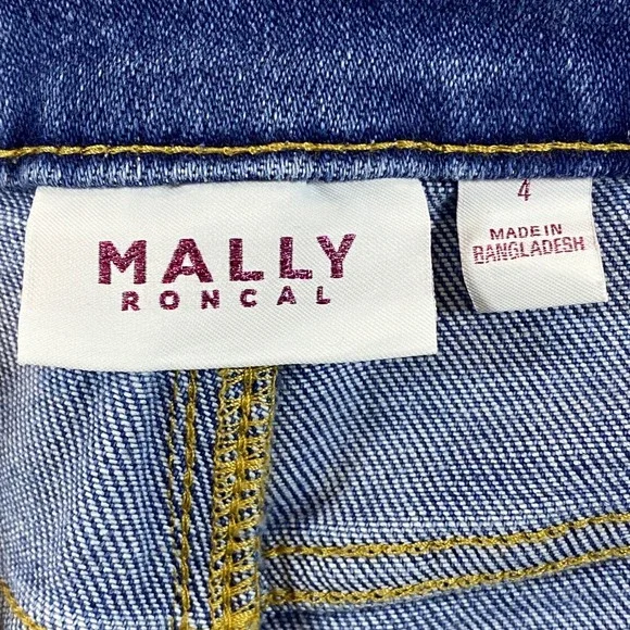Mally Roncal Womens Wide Leg Jeans Medium Wash Raw Hem Size 4 High Rise Denim - Picture 7 of 11